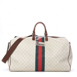 GG Plus Monogram Web Stripe Large Carry On Duffle Tan